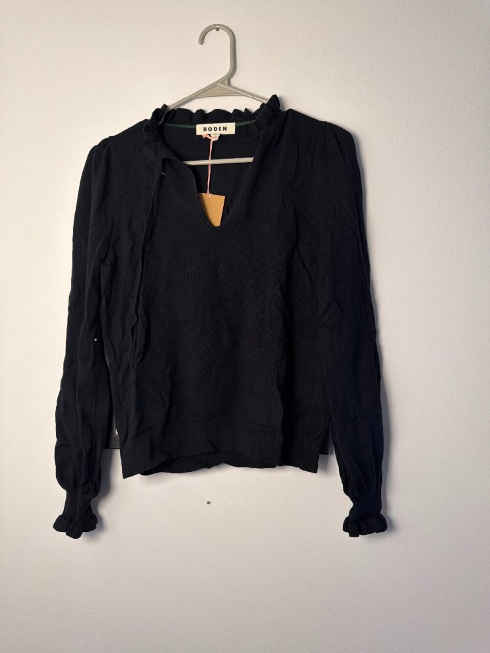 Boden Ruffle Tie Neck Jumper - Picture 2 of 2